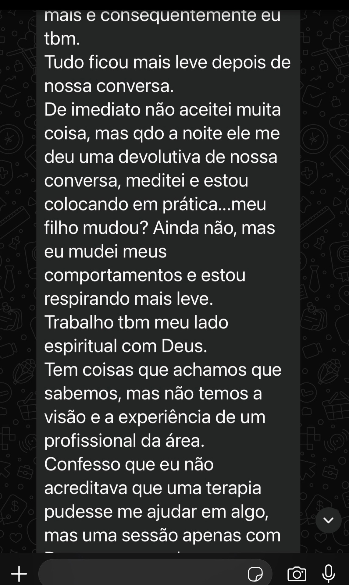 Depoimento real 2 — paciente ou familiar