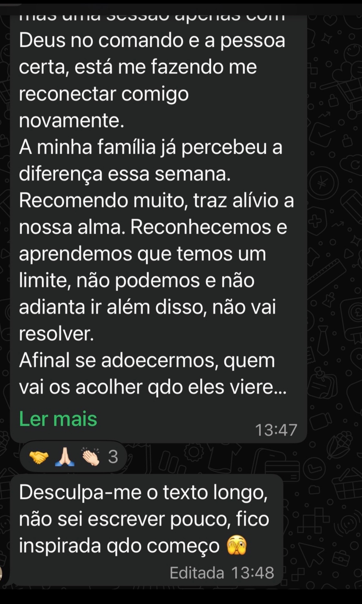 Depoimento real 3 — paciente ou familiar