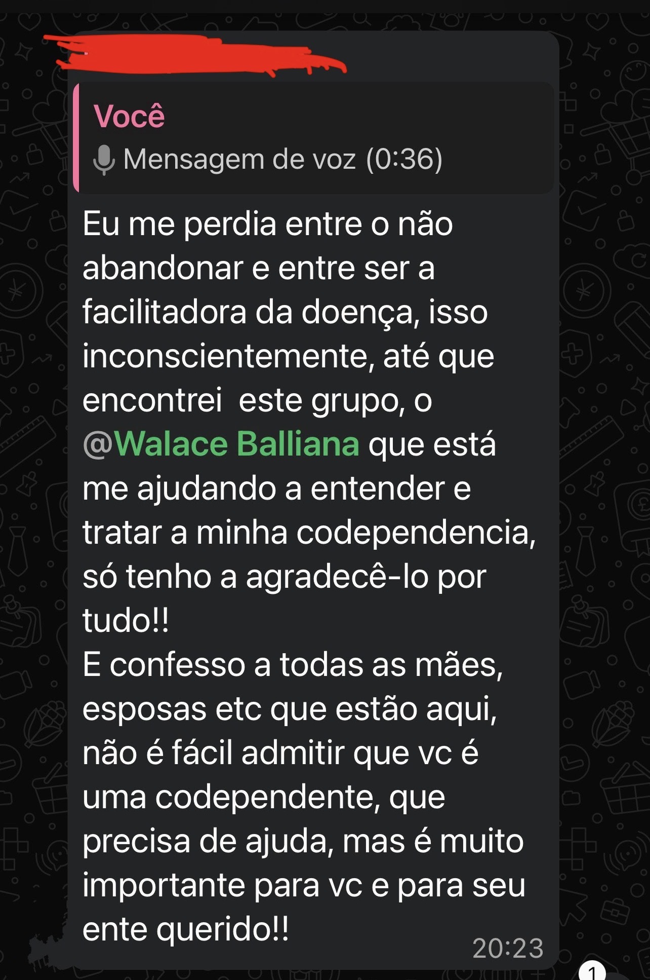 Depoimento real 4 — paciente ou familiar