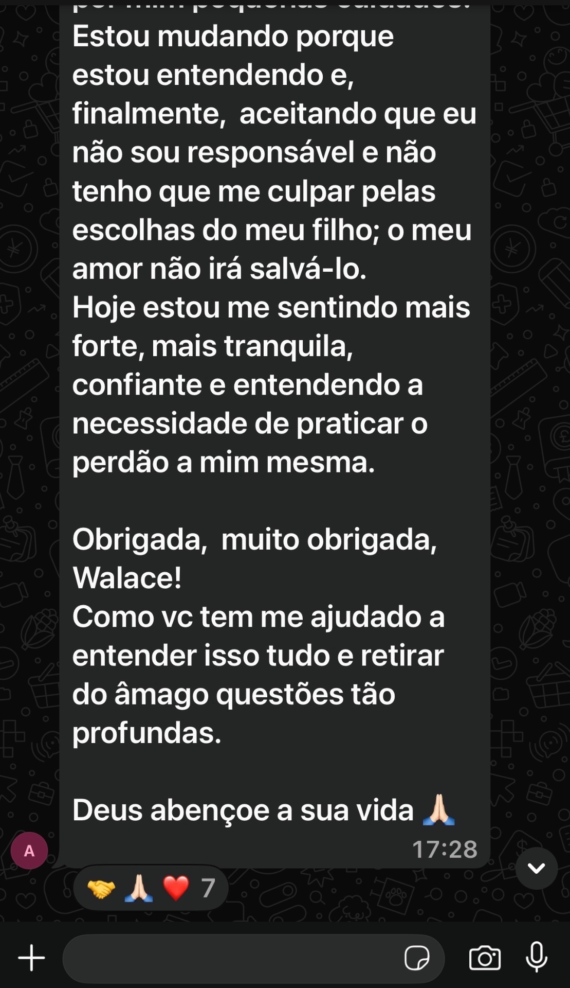 Depoimento real 7 — paciente ou familiar
